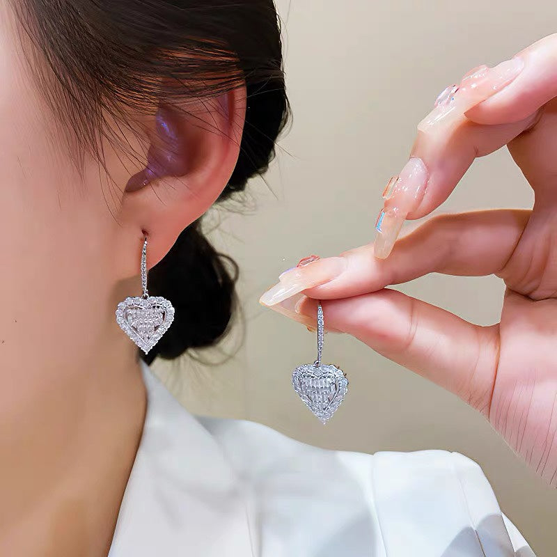Tiffany Heart Diamond Earrings - 18K White Gold