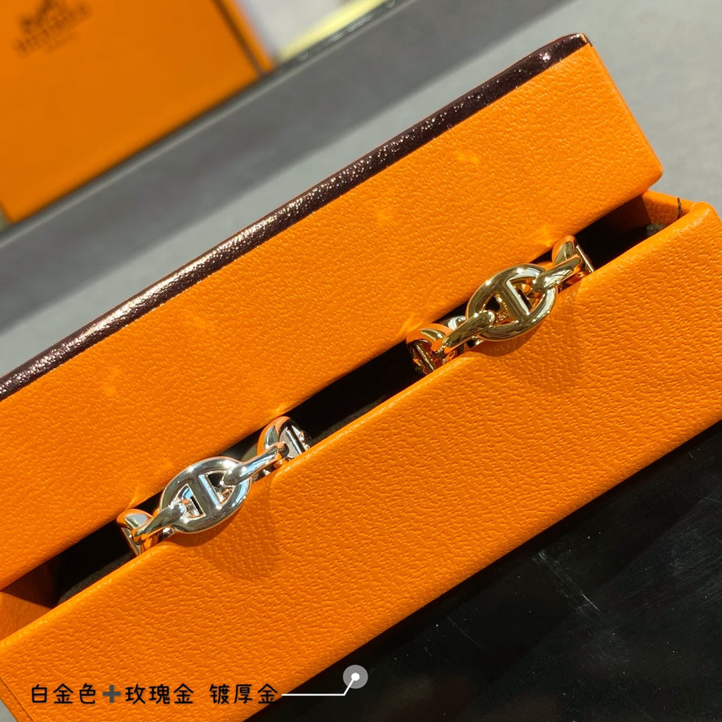 Hermes Chaine D'Ancre Enchainee Ring - 18K Yellow Gold
