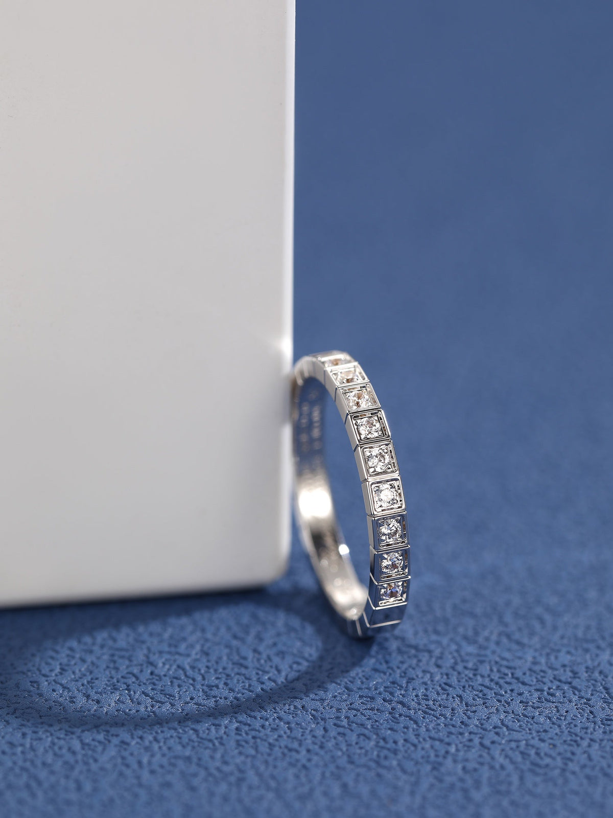 Ice Cube Moissanite Ring - 18K White Gold