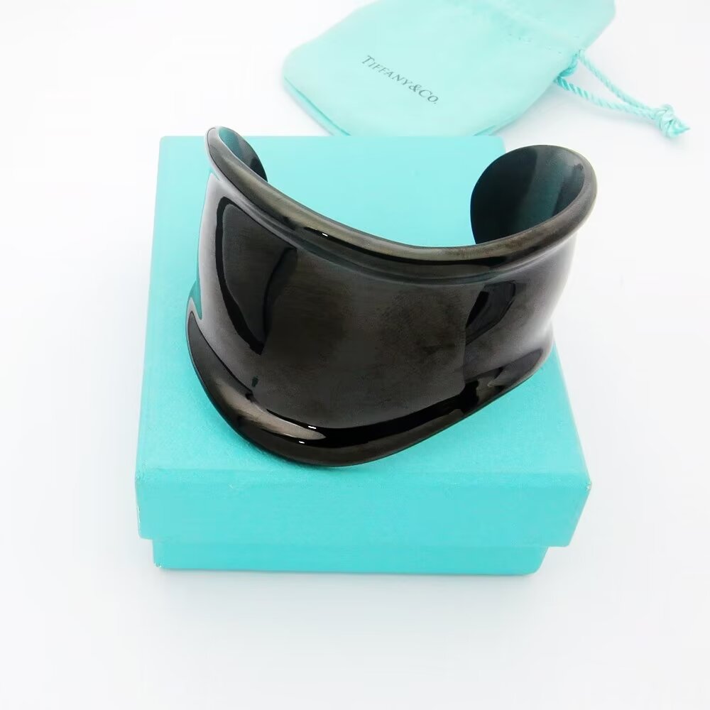 Tiffany Elsa Peretti Small Bone Cuff Black Bracelet