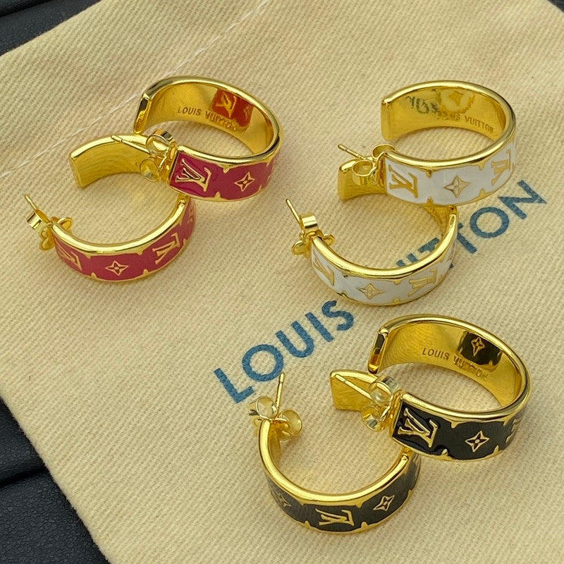 Louis Vuitton Nanogram Enamel Earrings - 18K Yellow Gold
