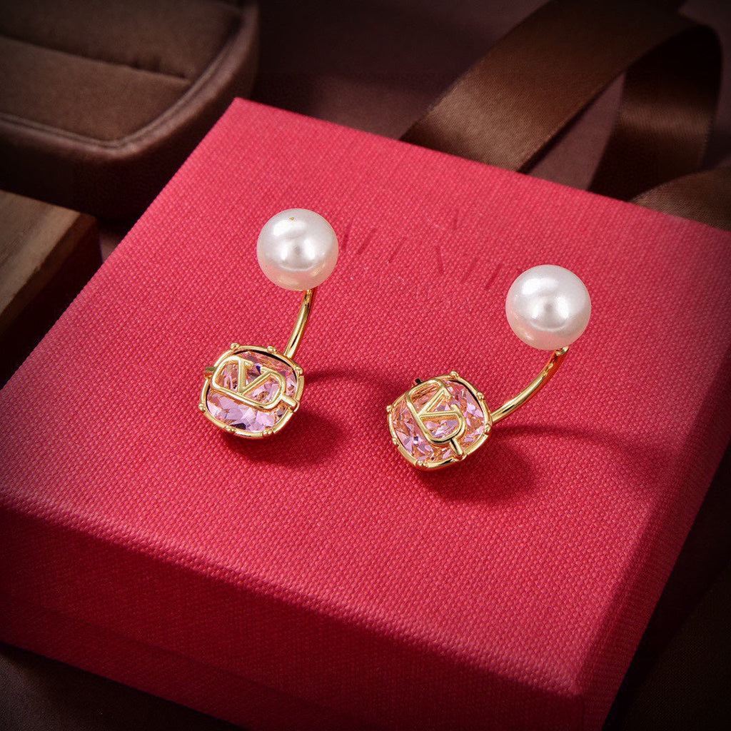 Valentino Crystal Earrings - 18K Yellow Gold