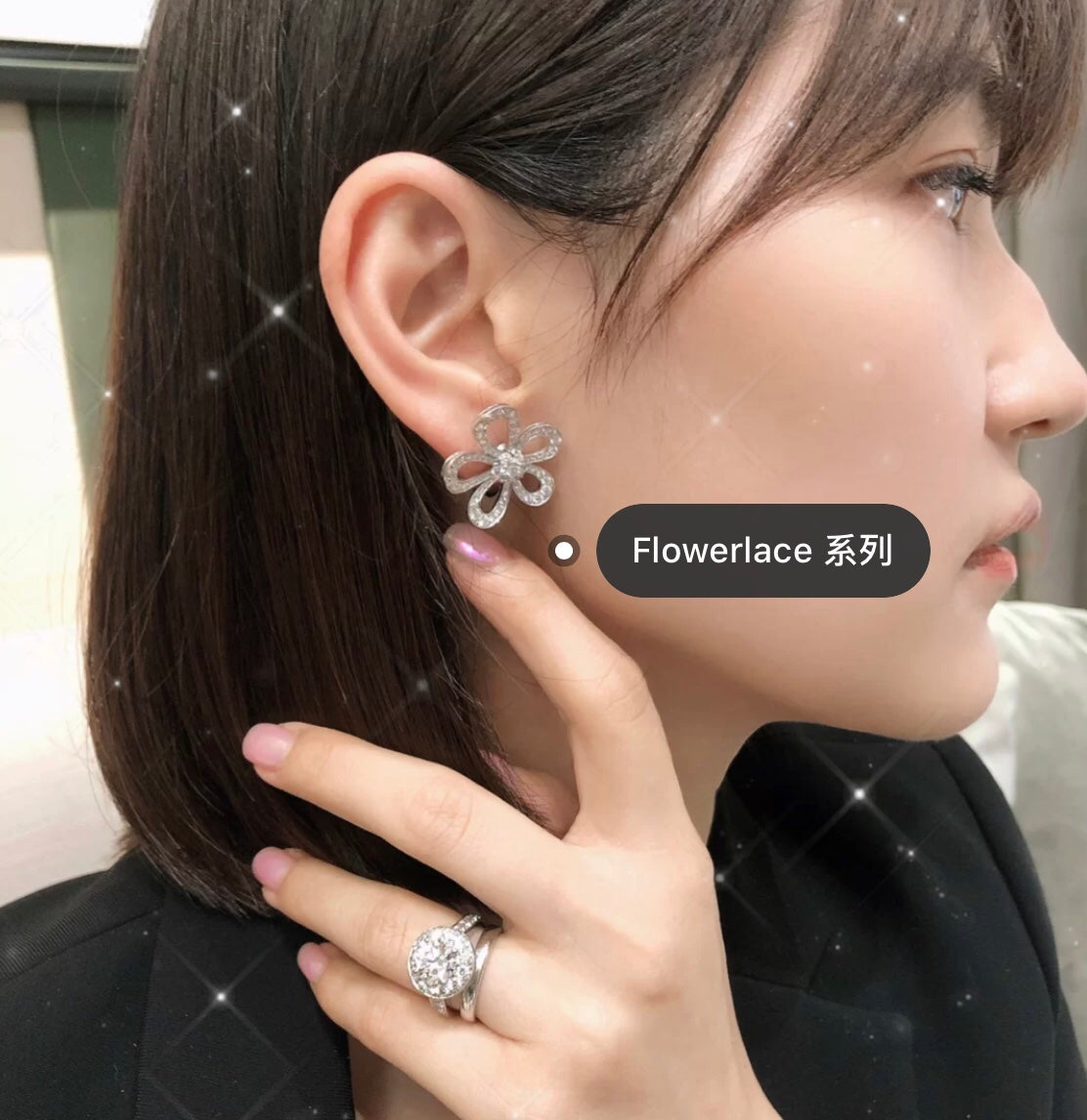 Flowerlace Earrings - 18K White Gold