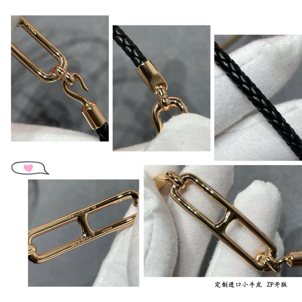 Hermes Roulis Double Tour Black Bracelet - 18K Gold