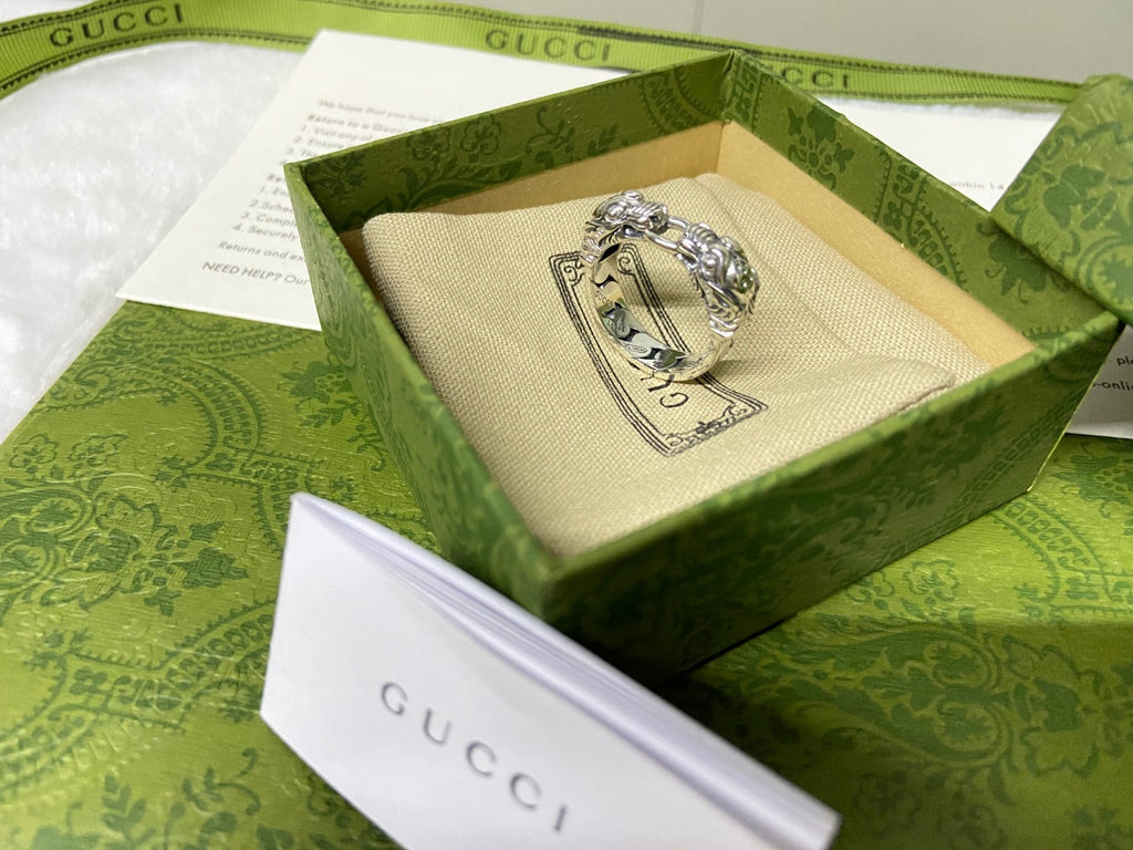 Gucci Double G Tiger Head Chain Ring