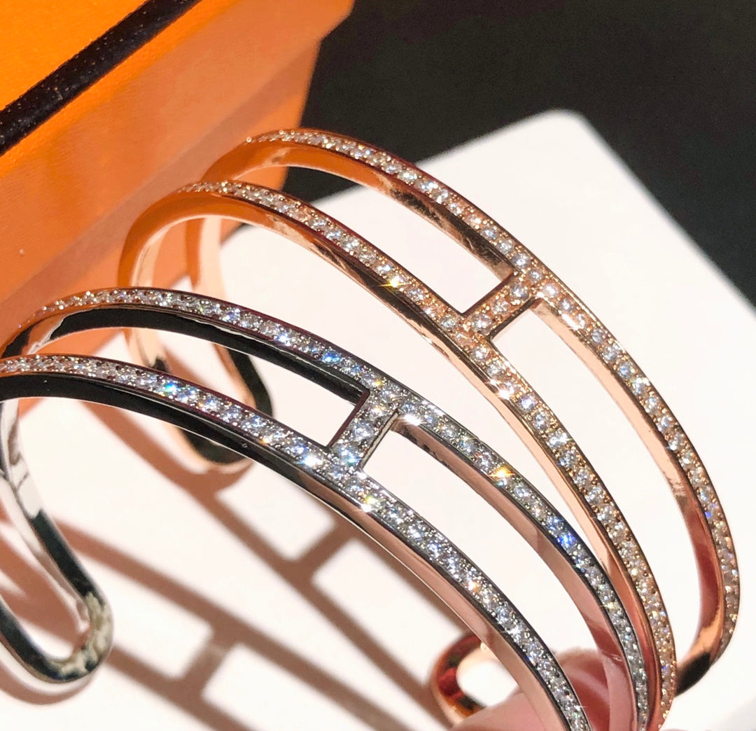 Hermes Ever Chain d'Ancre Cuff Diamond Bracelet - 18K Gold