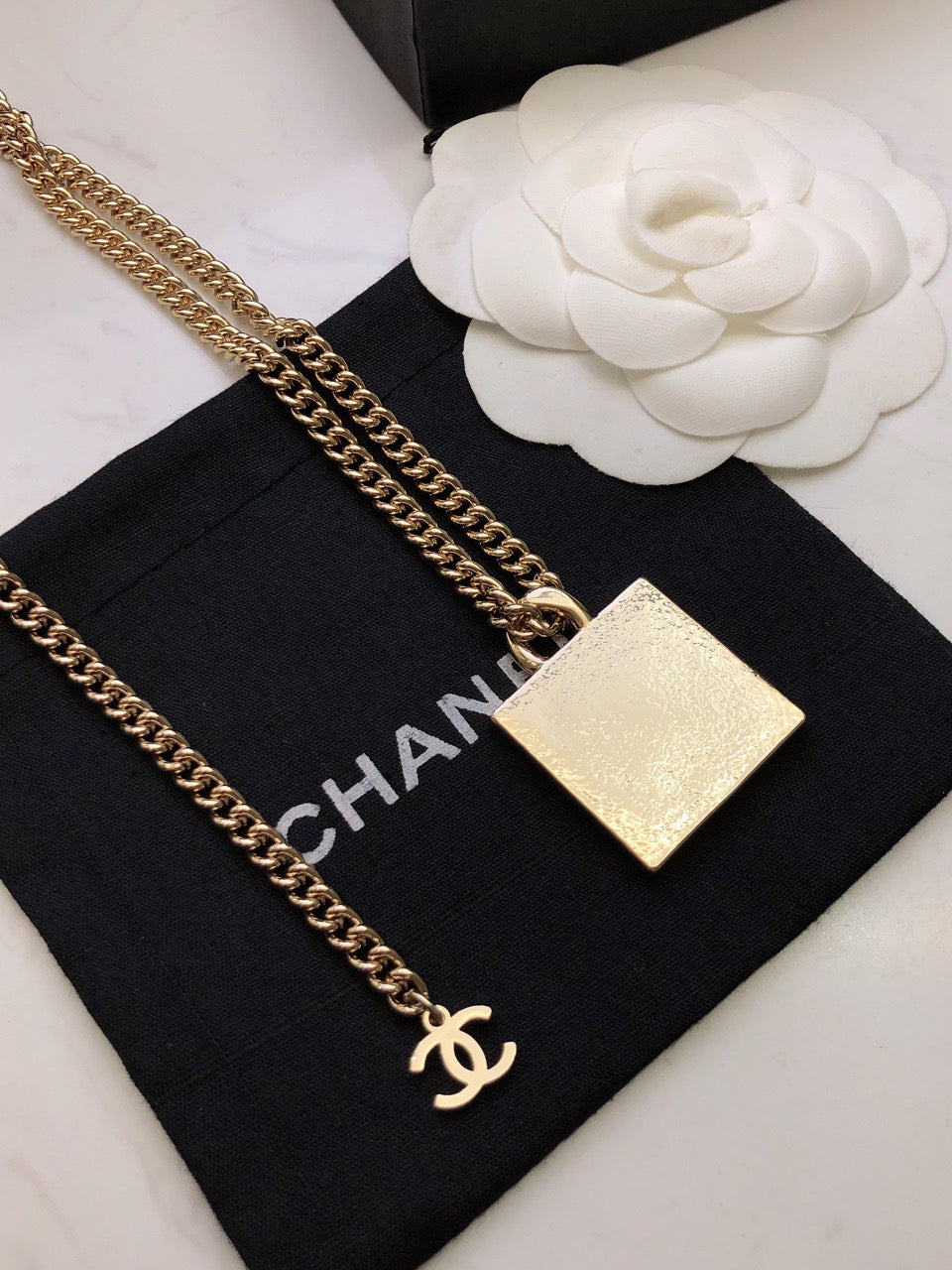 Chanel Square Logo Necklace