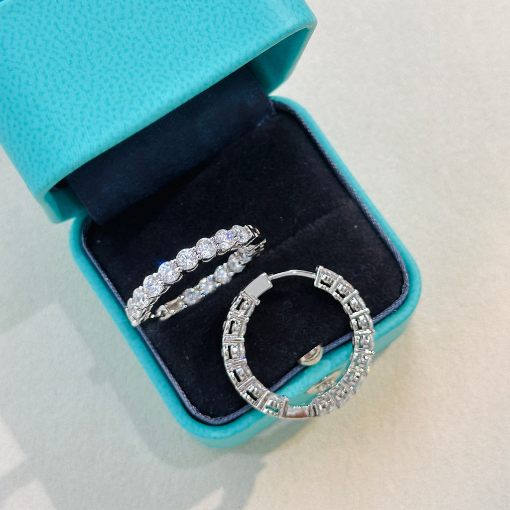 Tiffany Hoop Moissanite Earrings - 18K White Gold