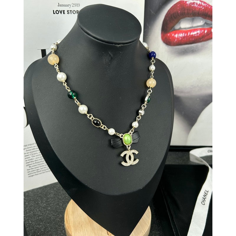 Chanel Crystal Bow Necklace