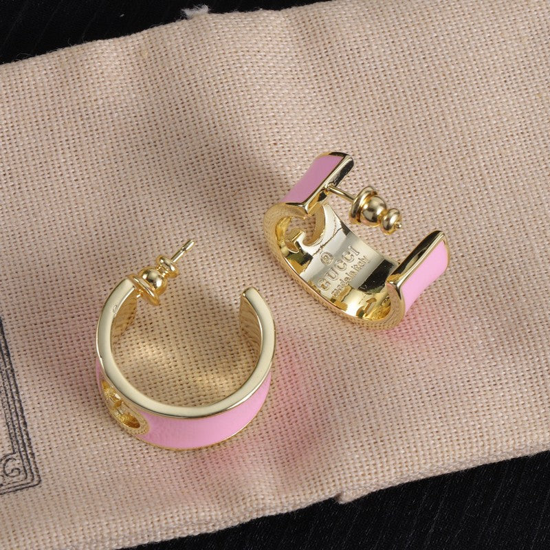Gucci Double G Color Enamel Earrings - 18K Gold