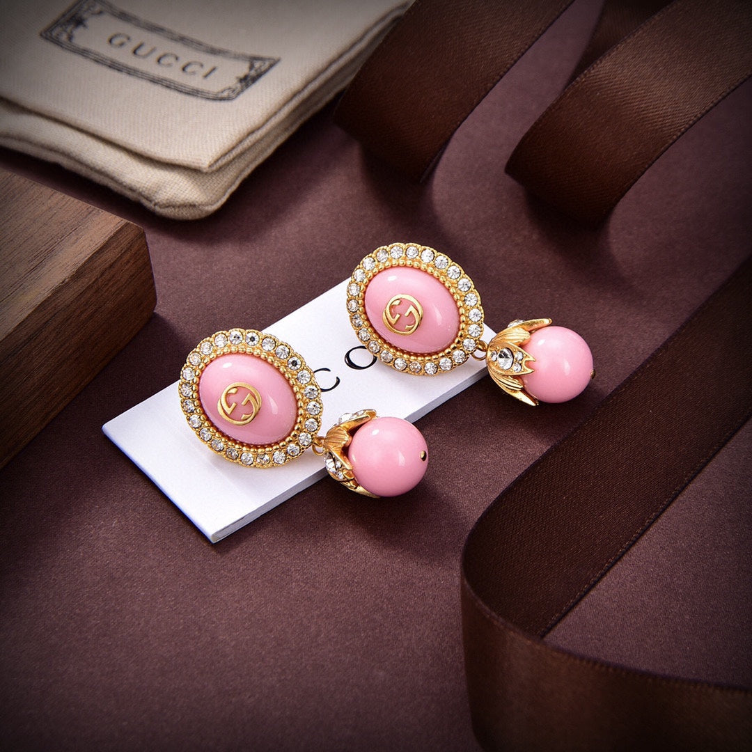 Gucci Double G Pearl Earrings - 18K Yellow Gold