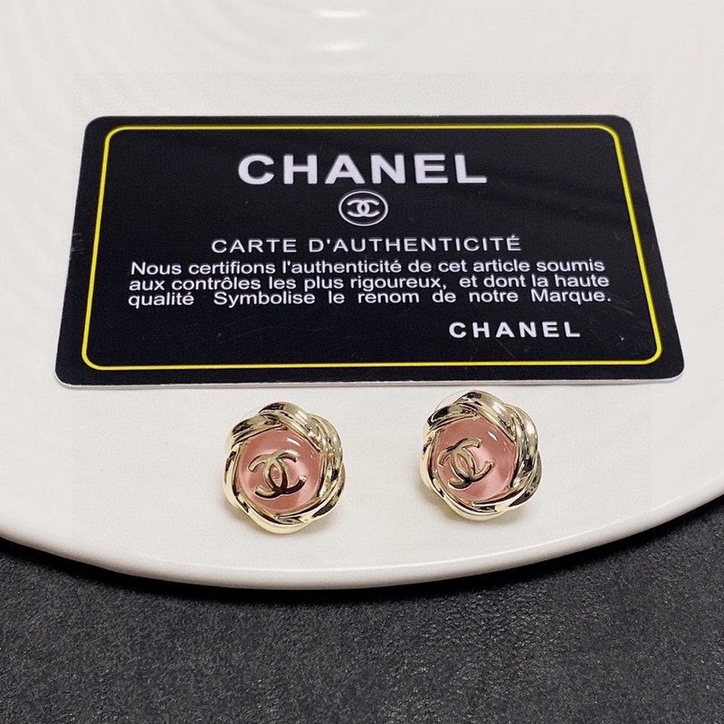 Chanel Pink Earrings - 18K Yellow Gold