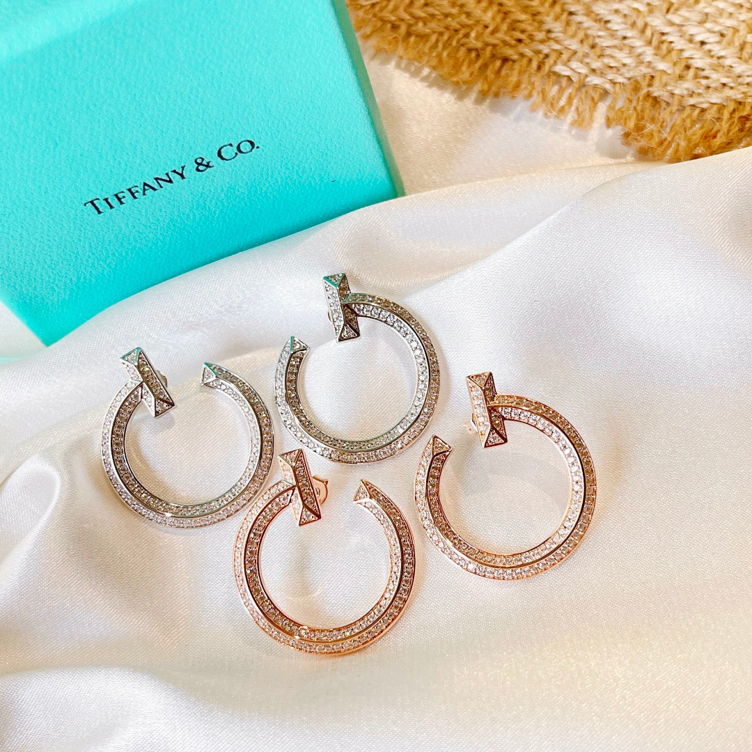 Tiffany T1 Open Hoop Earrings - 18K White Gold