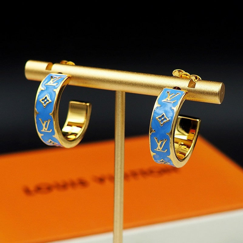 Louis Vuitton Nanogram Enamel Earrings - 18K Yellow Gold