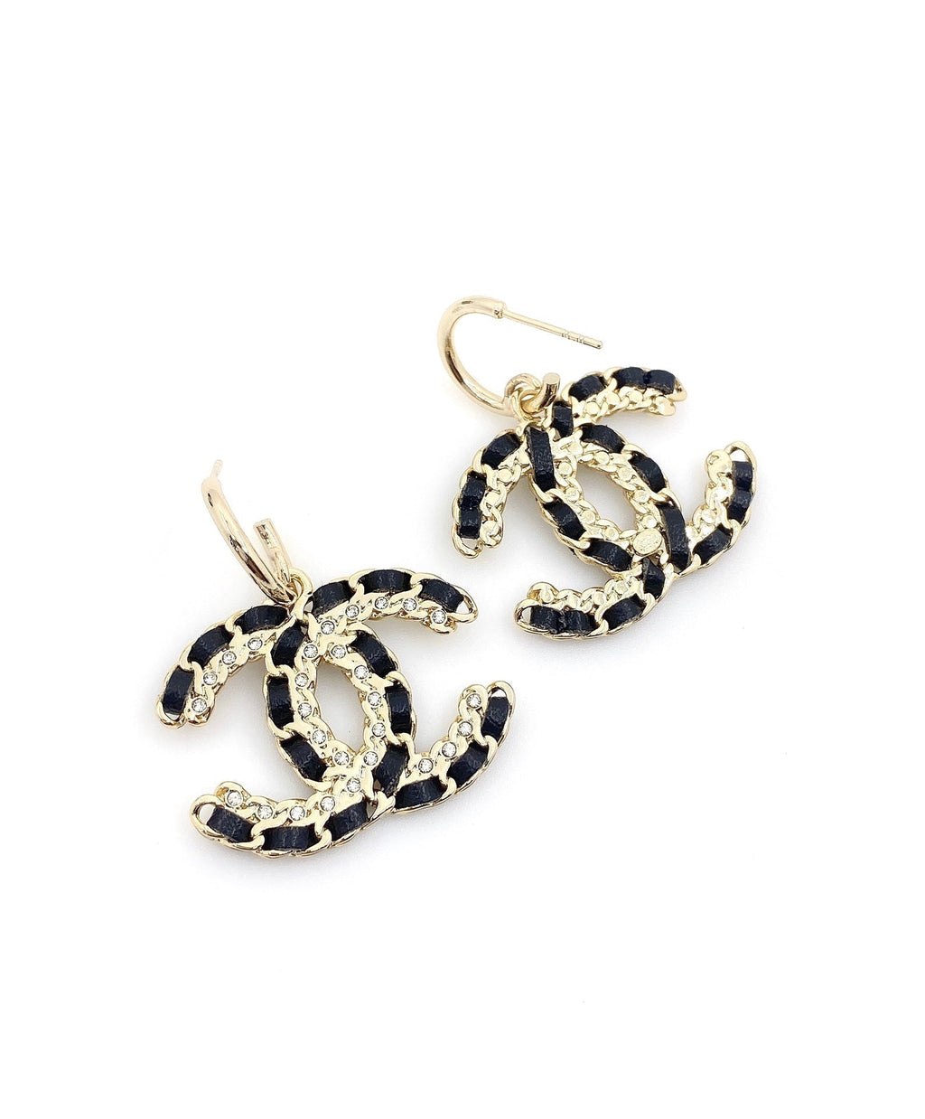 Chanel Pendant Leather Earrings - 18K Yellow Gold