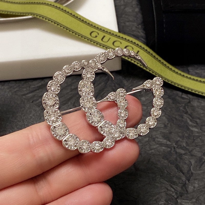 Gucci Double G Crystal Brooch