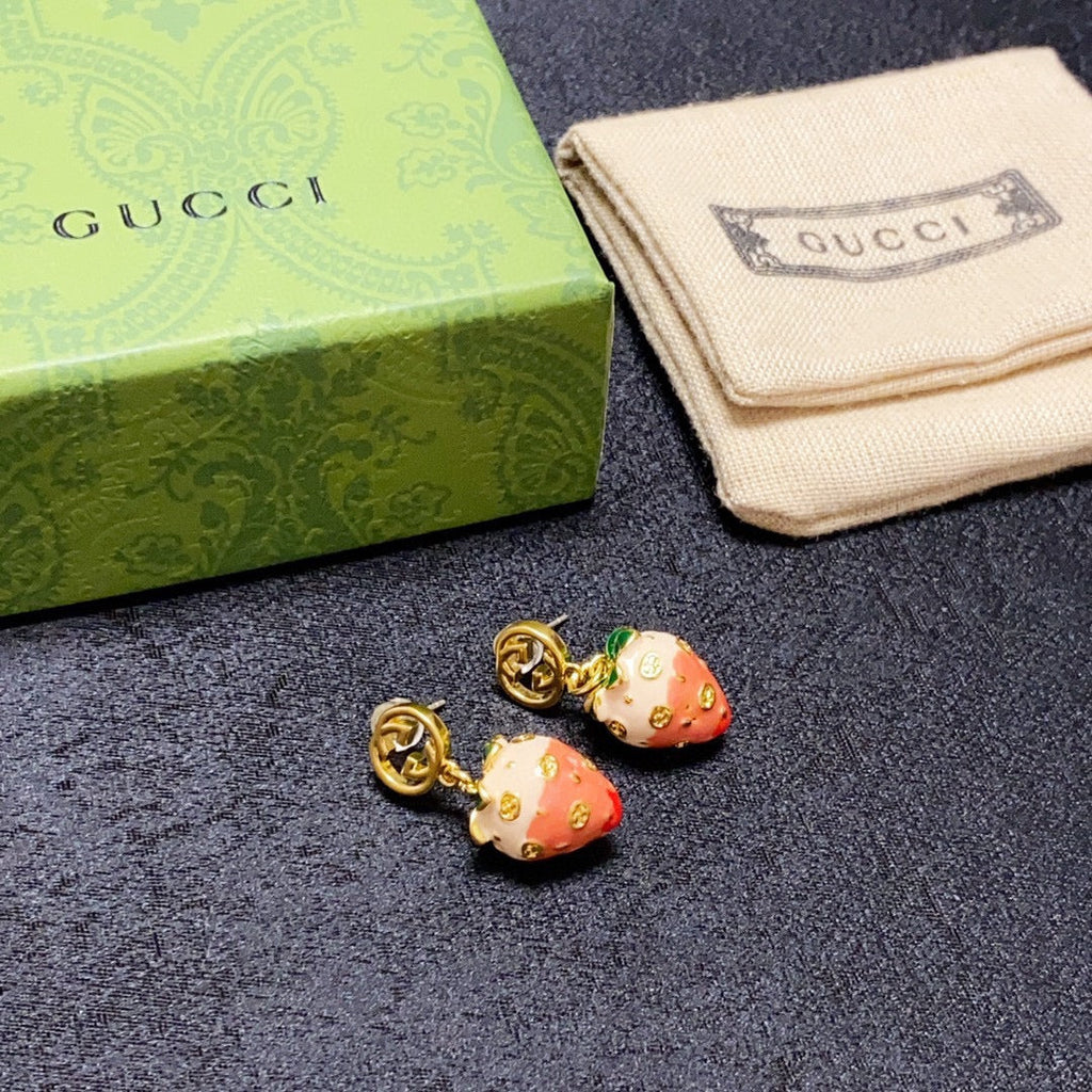 Gucci Double G Strawberry Earrings - 18K Yellow Gold