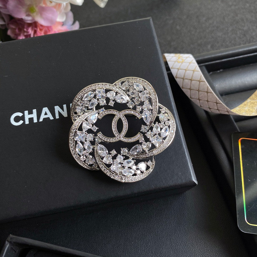 Chanel Camellia Crystal Brooch