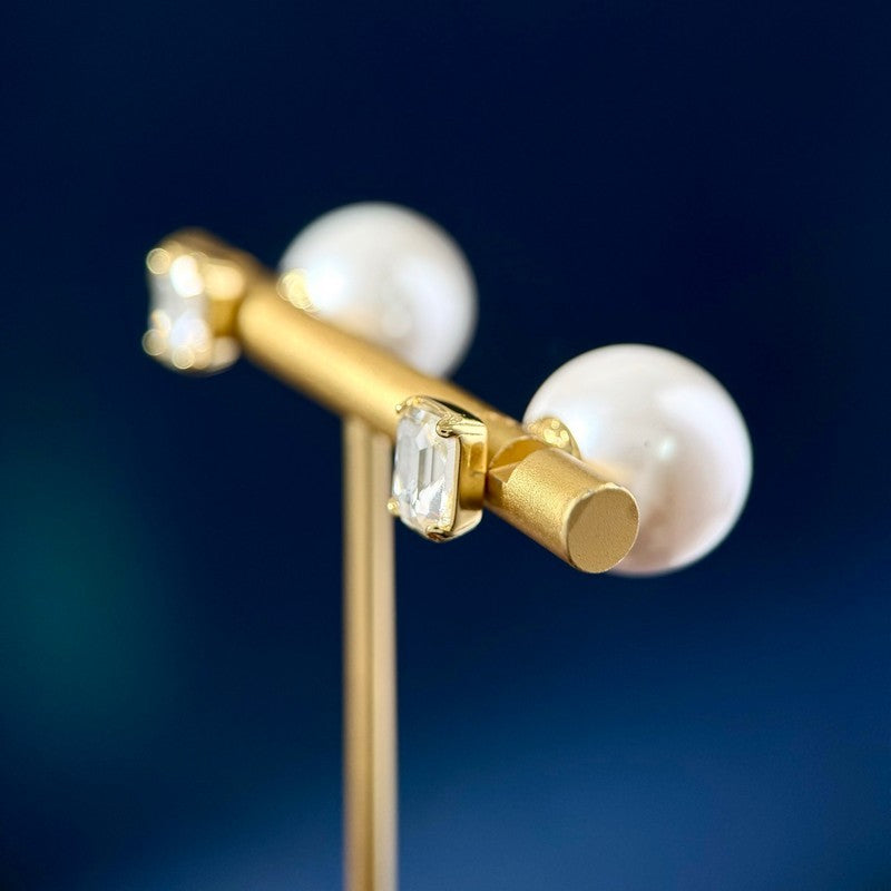 Dior Pearl Crystal Earrings - 18K Yellow Gold