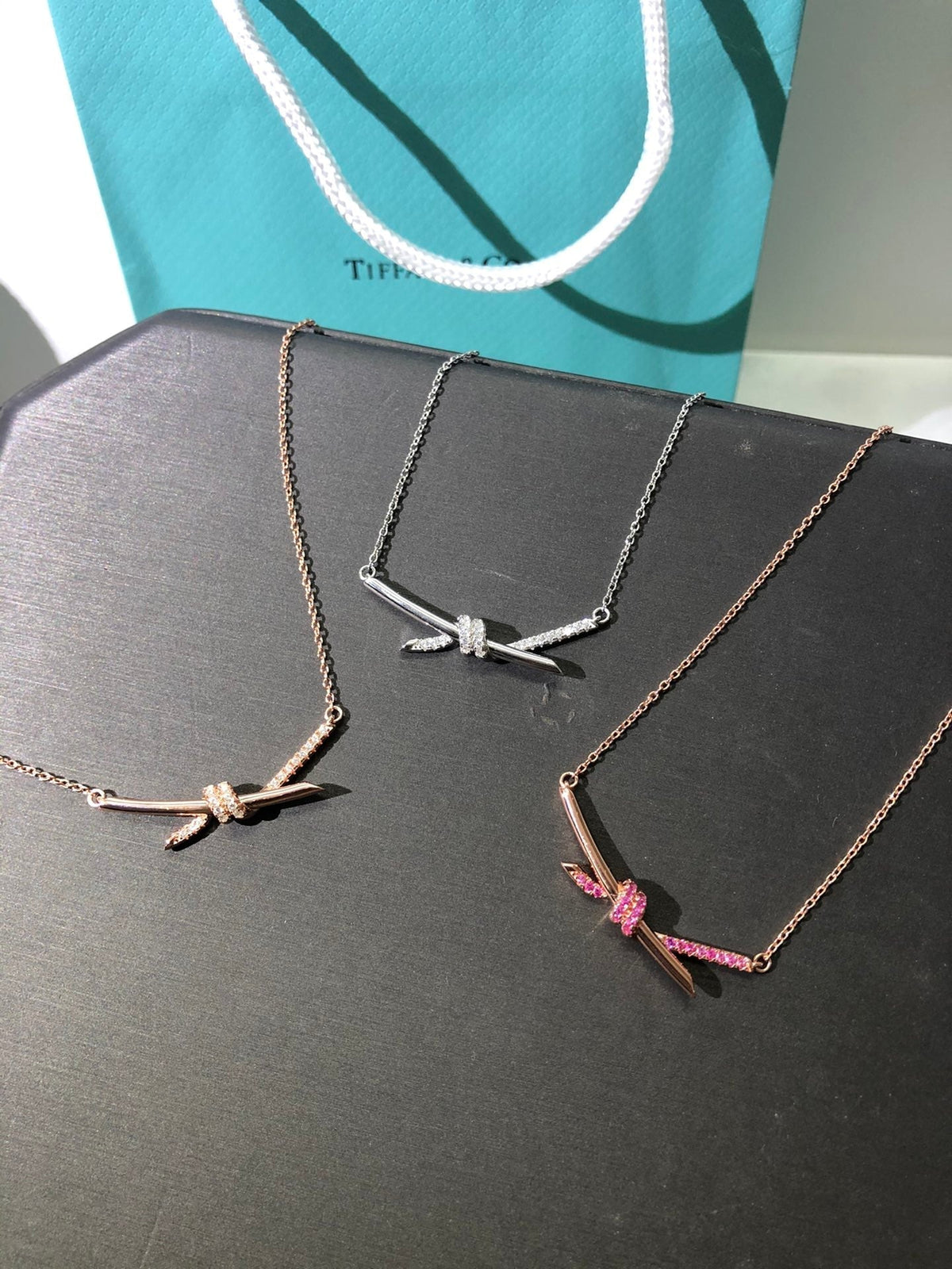 Tiffany Knot Pendant Diamond Necklace