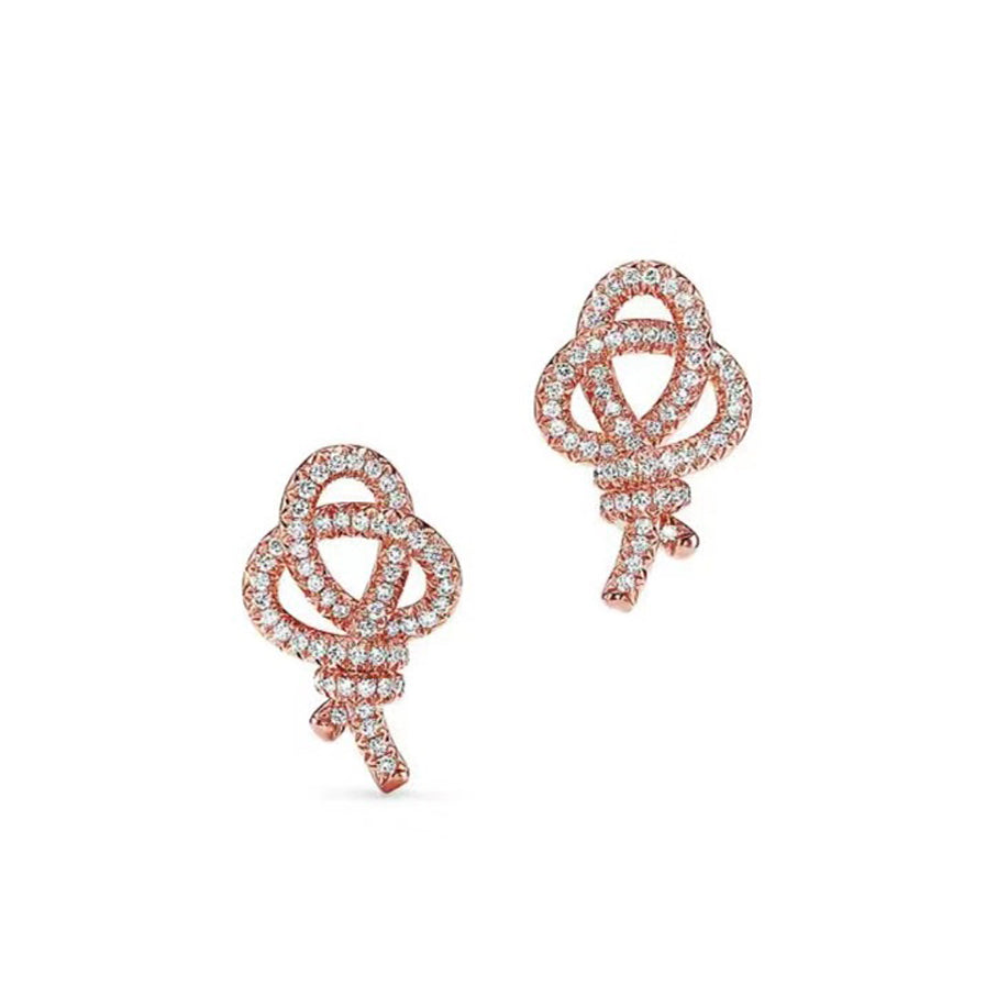 Tiffany Keys Woven Diamond Earrings - 18K Rose Gold