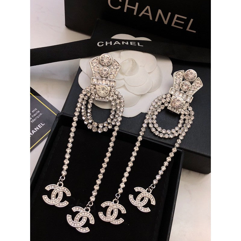 Chanel Tassel Crystal Earrings - 18K White Gold