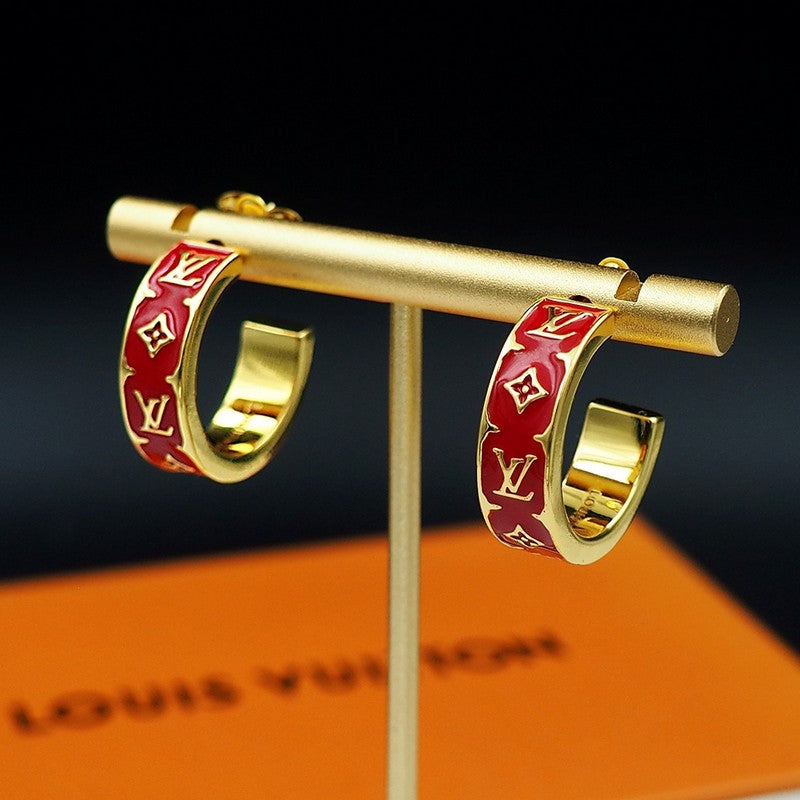 Louis Vuitton Nanogram Enamel Earrings - 18K Yellow Gold