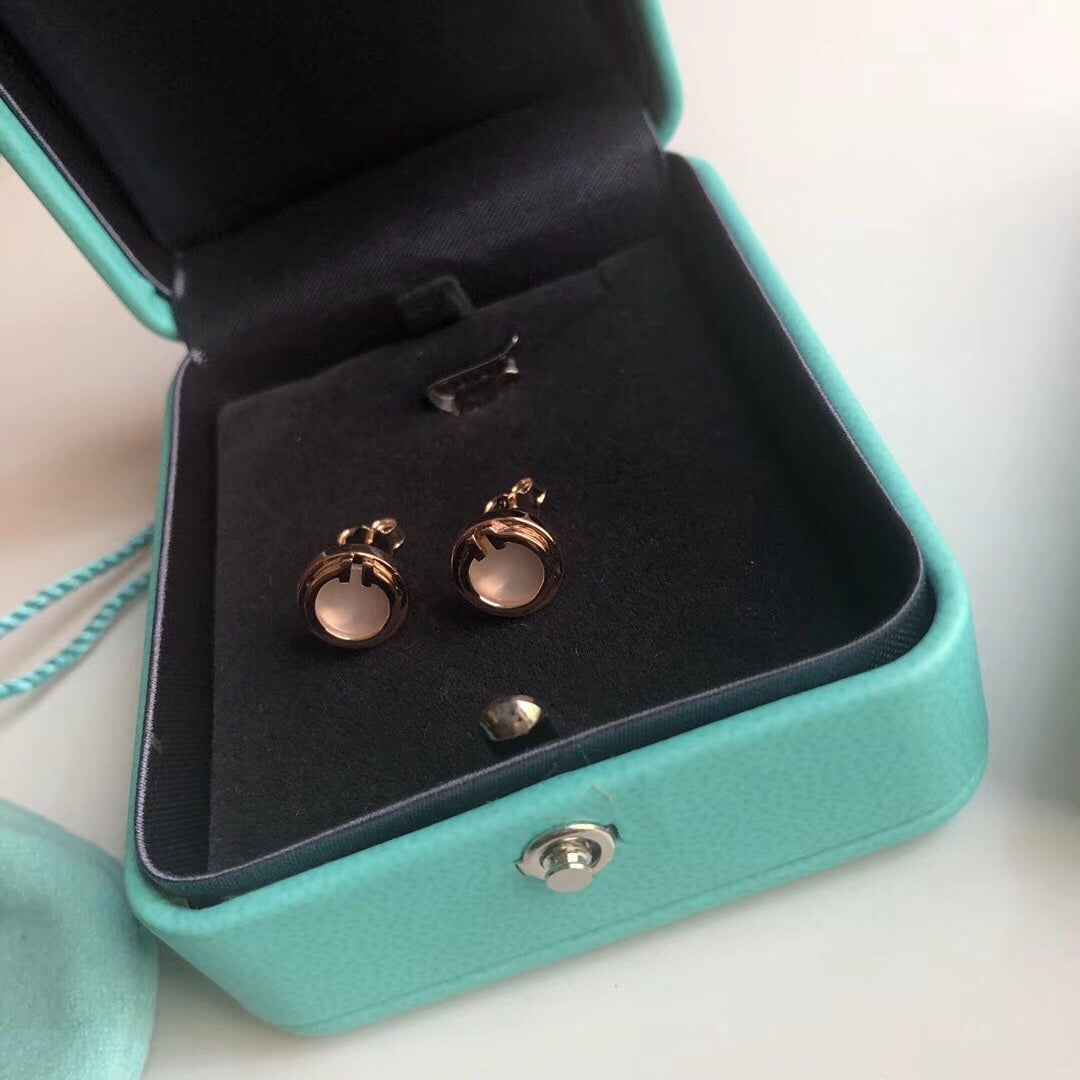 Tiffany Mother-Of-Pearl Circle Earrings - 18K Rose Gold