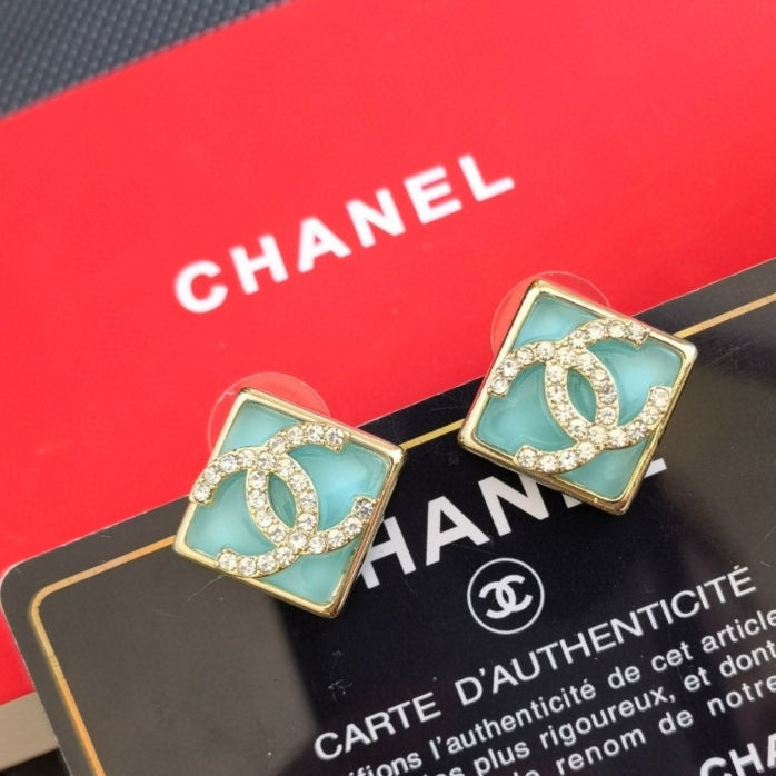 Chanel Blue Resin Earrings - 18K Yellow Gold
