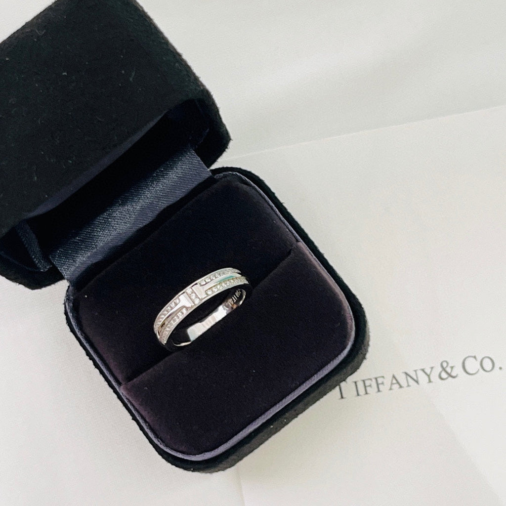 Tiffany Narrow Pave Moissanite Ring - 18K White Gold