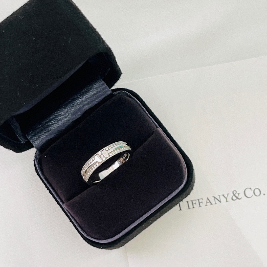Tiffany Narrow Pave Moissanite Ring - 18K White Gold