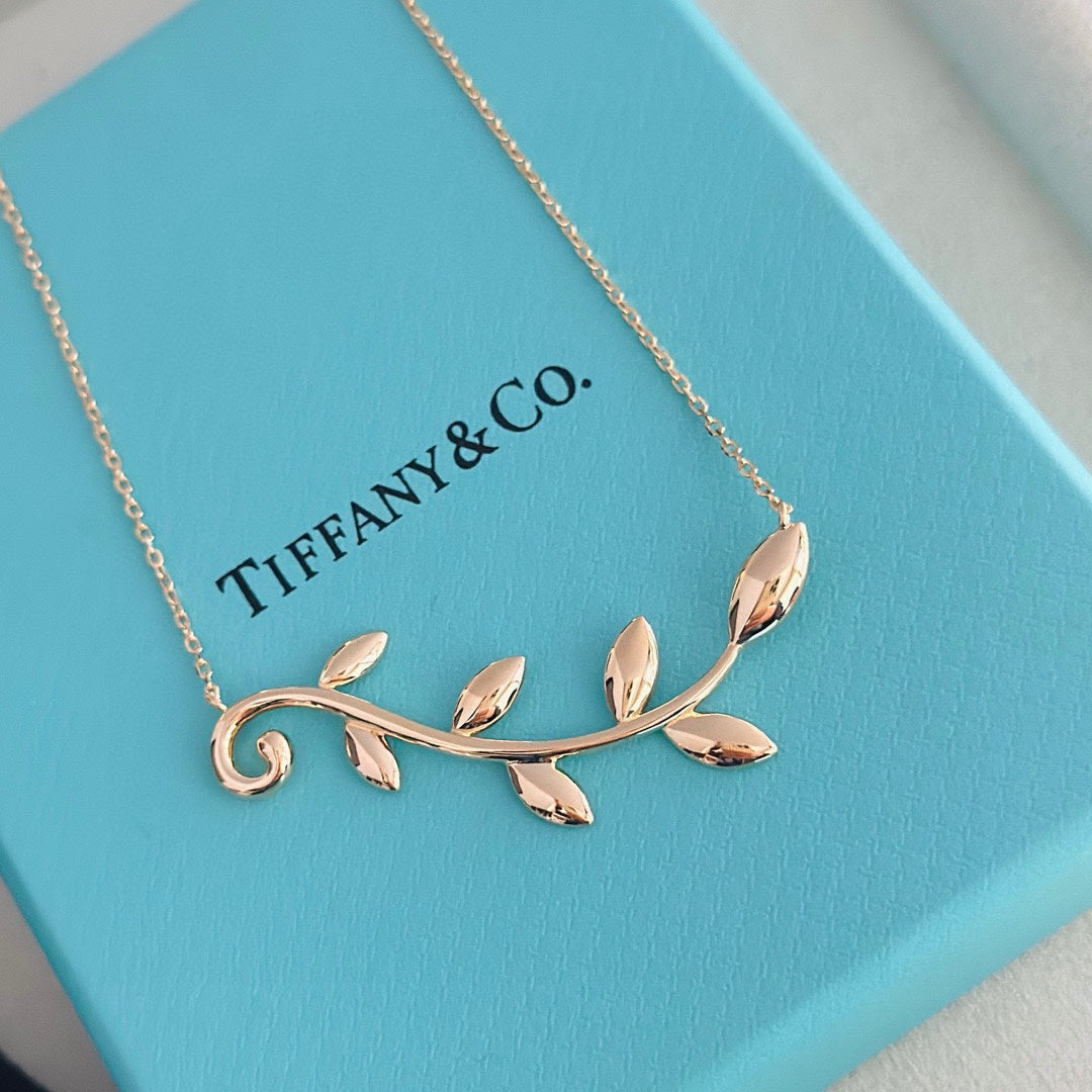 Tiffany Olive Leaf Vine Pendant Necklace