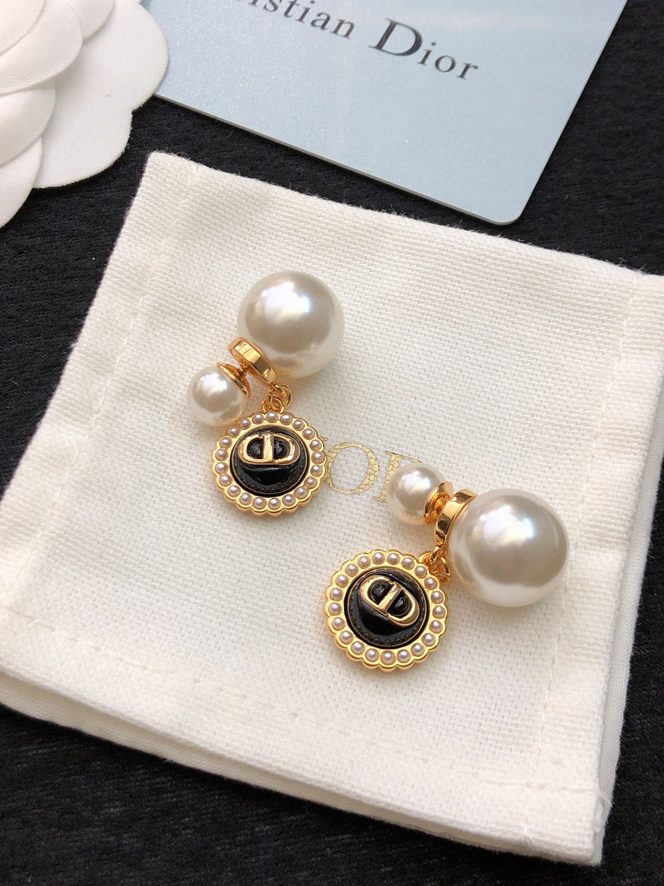 Dior Black Pearl Earrings