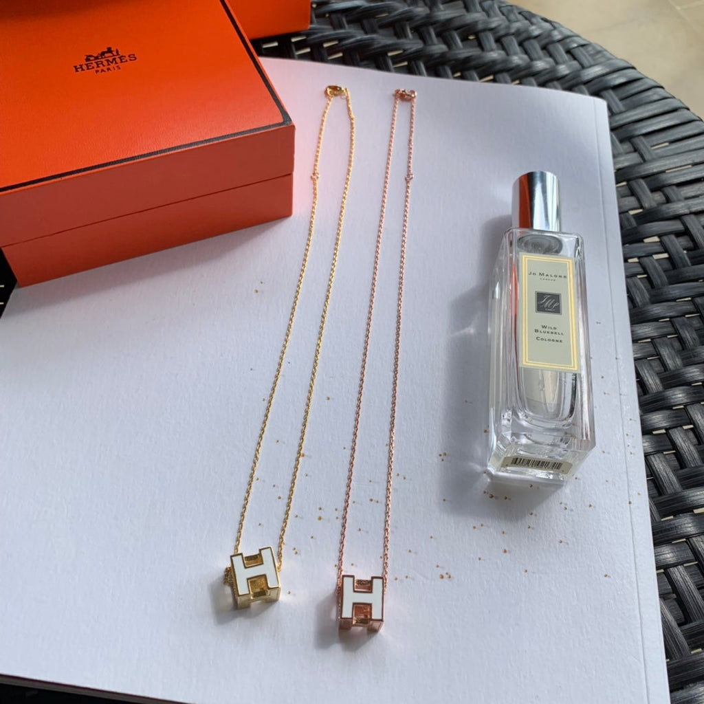Hermes Cage D'H White Necklace