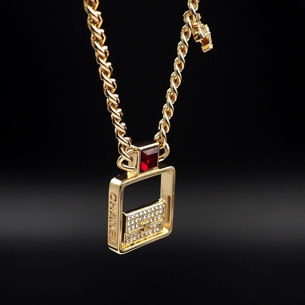 Chanel Red Bag Pendant Necklace