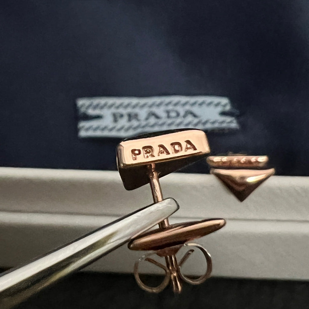 Prada Triangle Earrings - 18K Gold