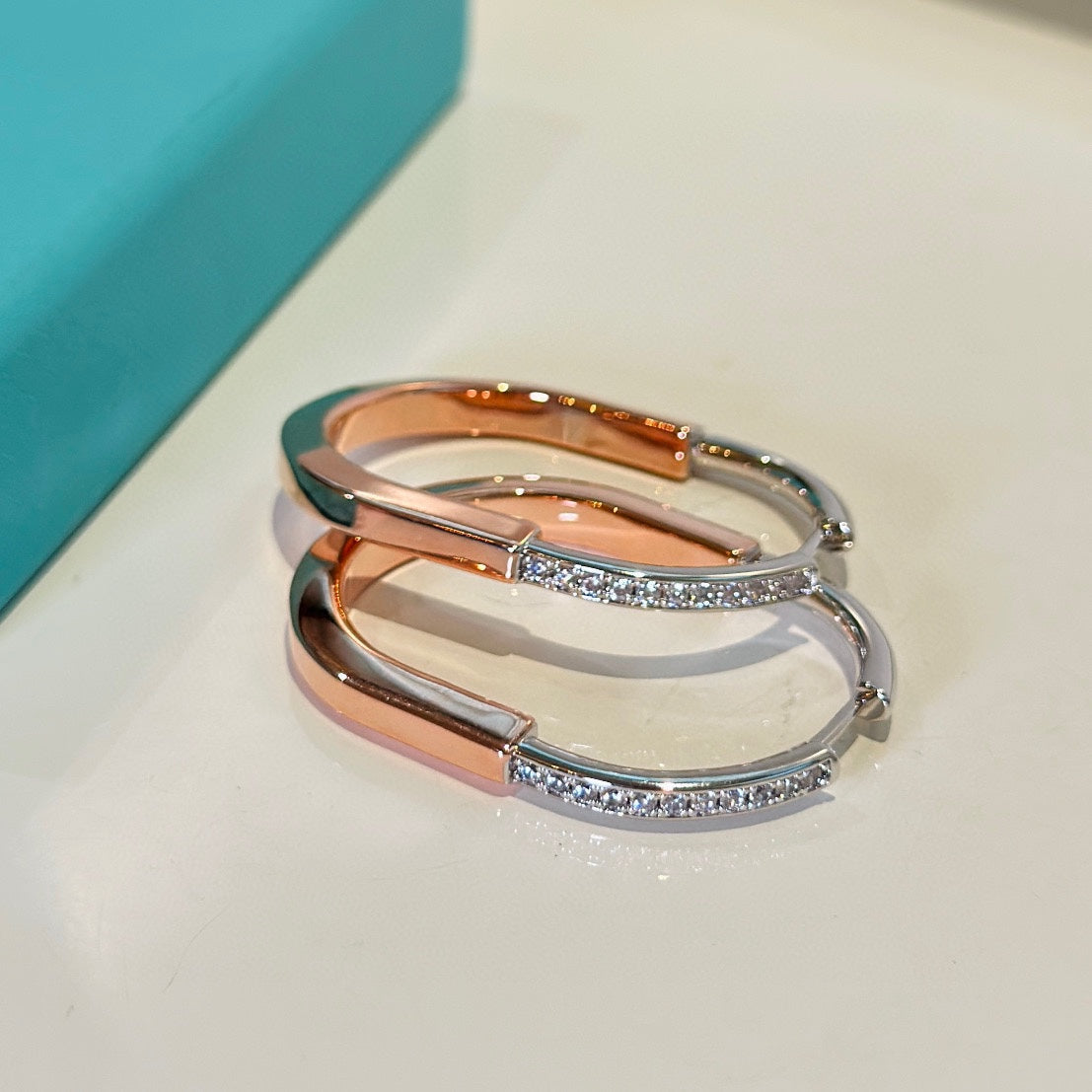 Tiffany Lock Moissanite Earrings - 18K Rose Gold
