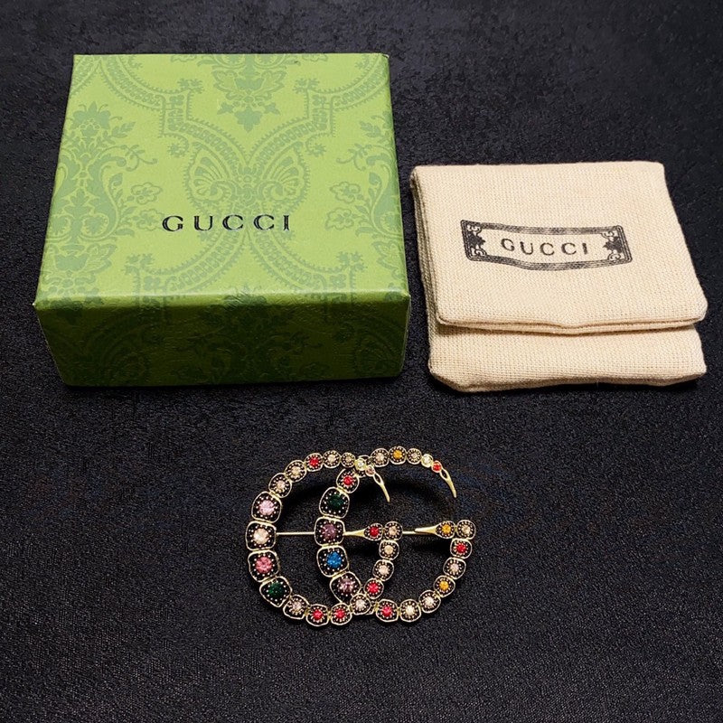 Gucci Double G Color Crystal Brooch