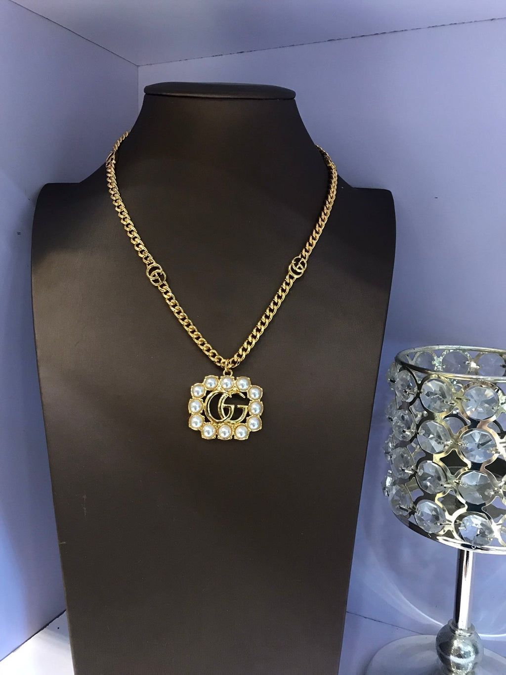 Gucci Double G Pearl Double G Necklace