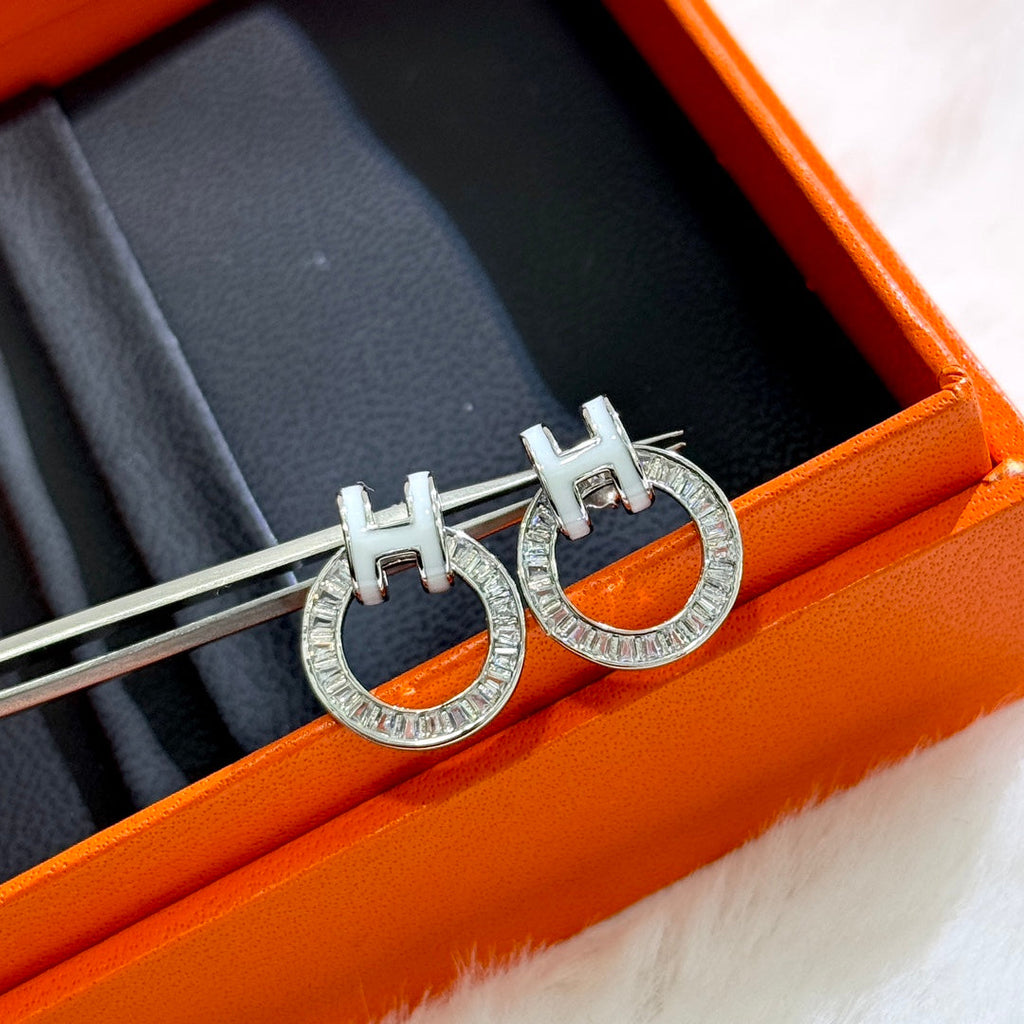 Hermes Clic H Diamond Earrings
