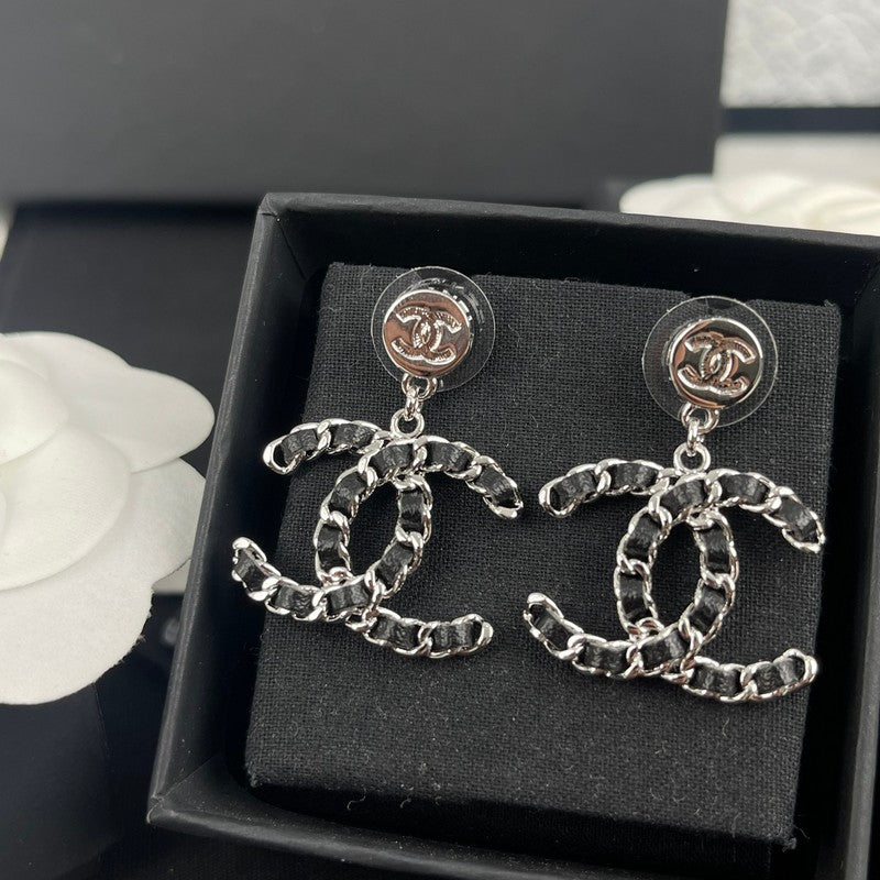 Chanel Leather Earrings - 18K Gold
