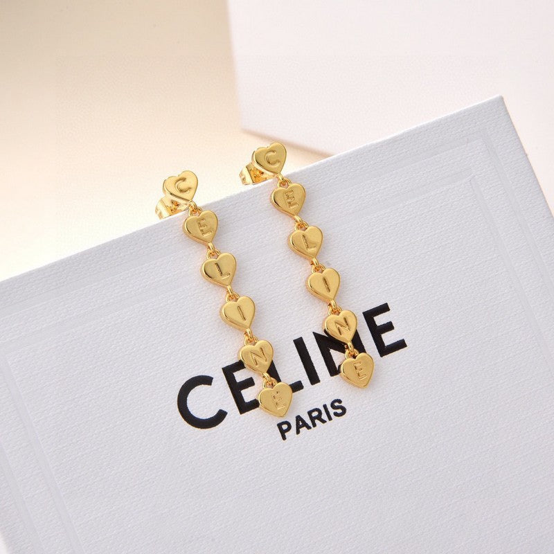 Celine Triomphe Gold Long Earrings - 18K Yellow Gold