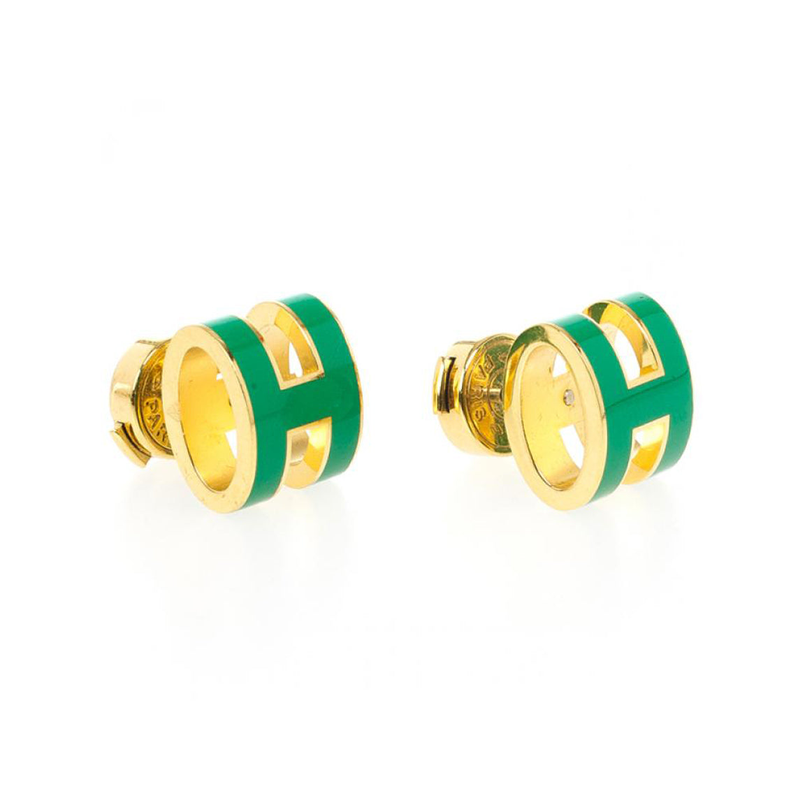 Hermes Mini Pop Green Earrings