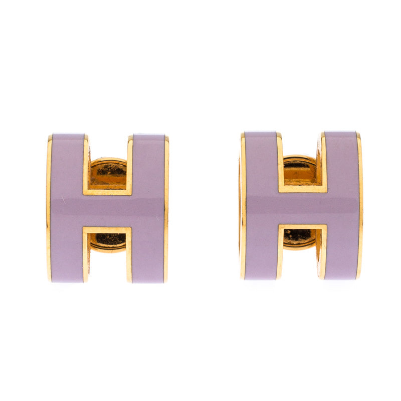 Hermes Mini Pop Purple Earrings