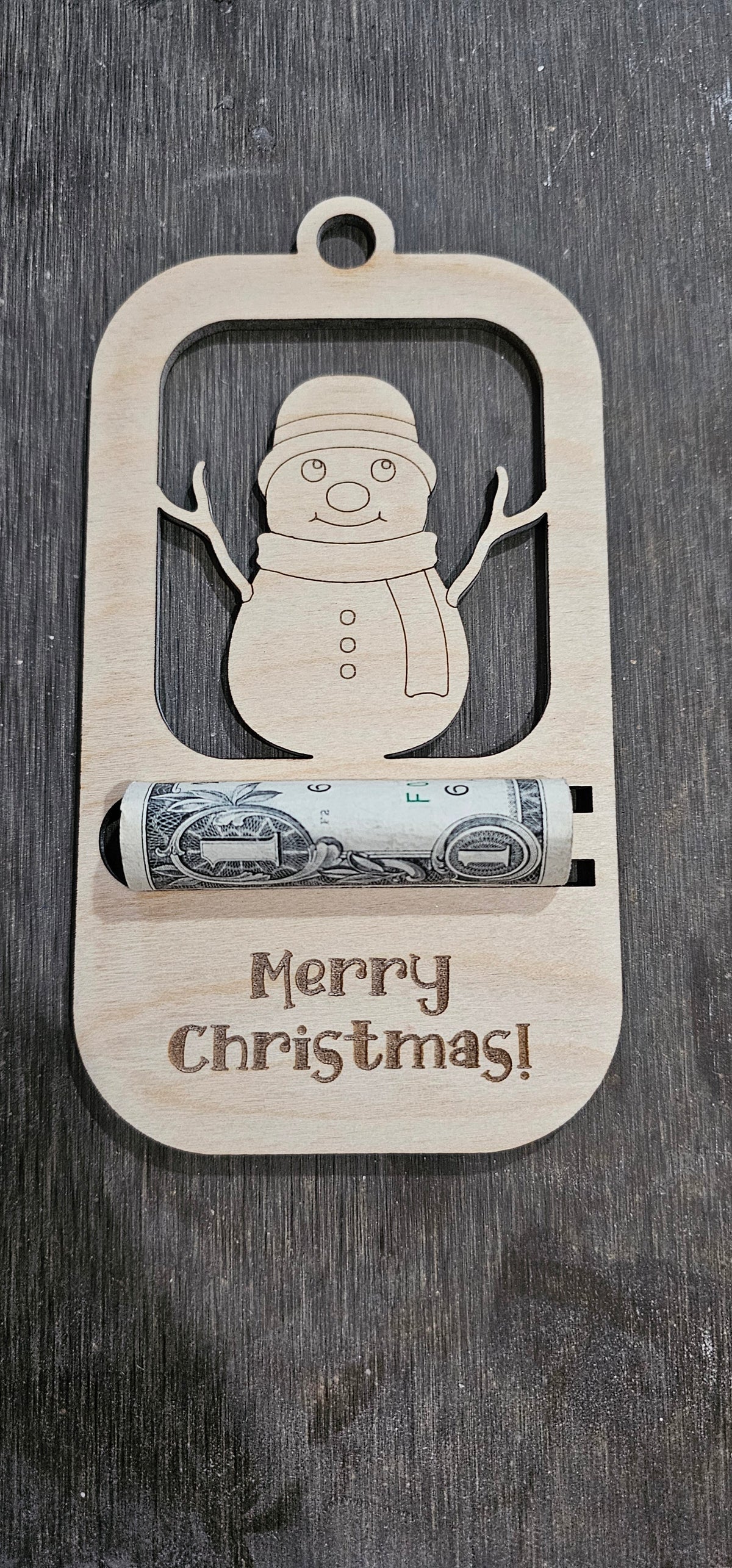 Wooden Christmas Cash Holder Ornament