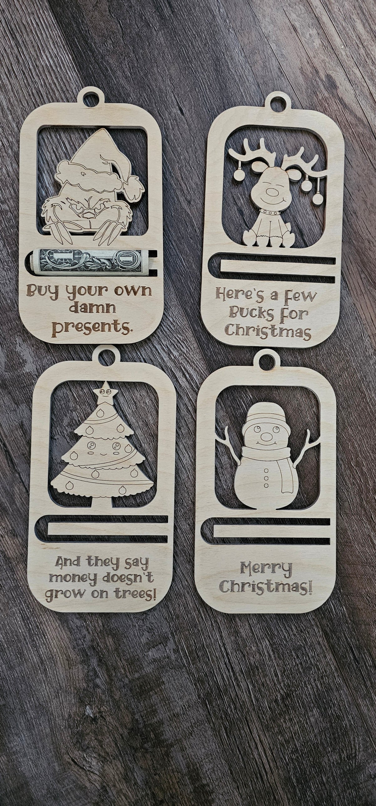 Wooden Christmas Cash Holder Ornament