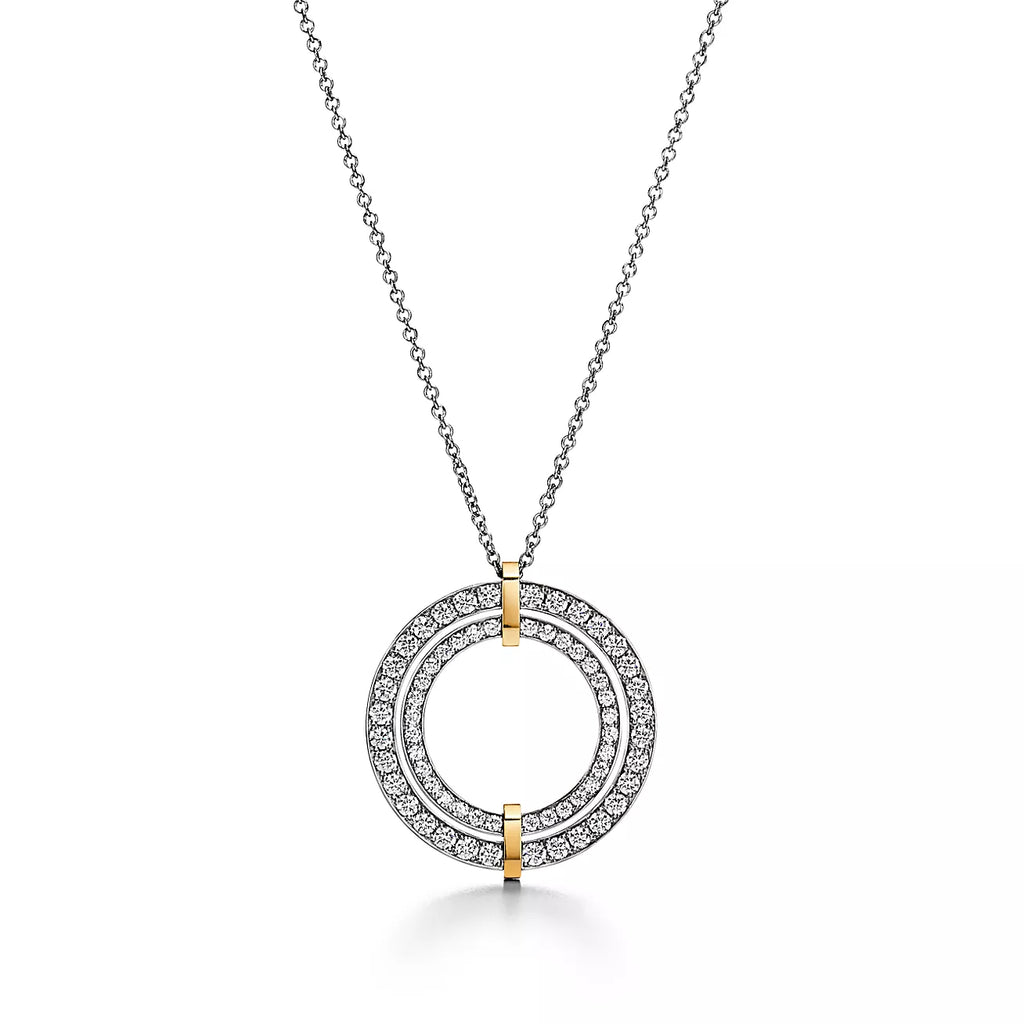 Tiffany Edge Circle Moissanite Pendant Necklace