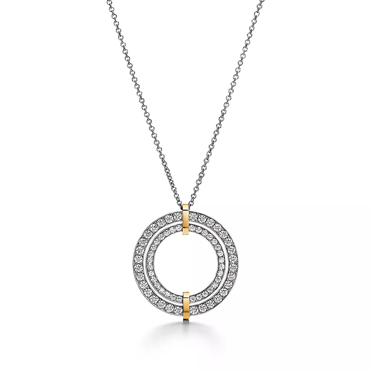 Tiffany Edge Circle Moissanite Pendant Necklace