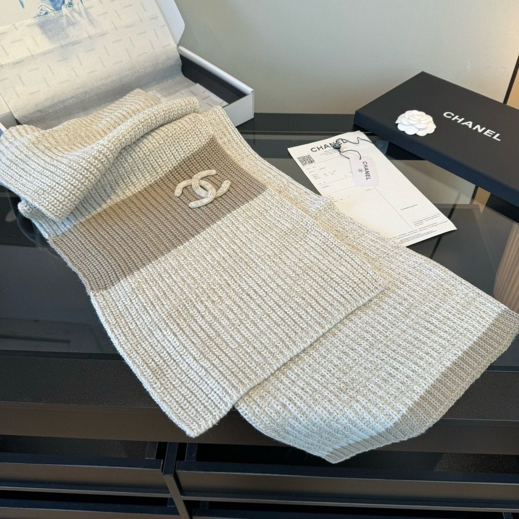 Chanel Two-Tone Knit Scarf — side