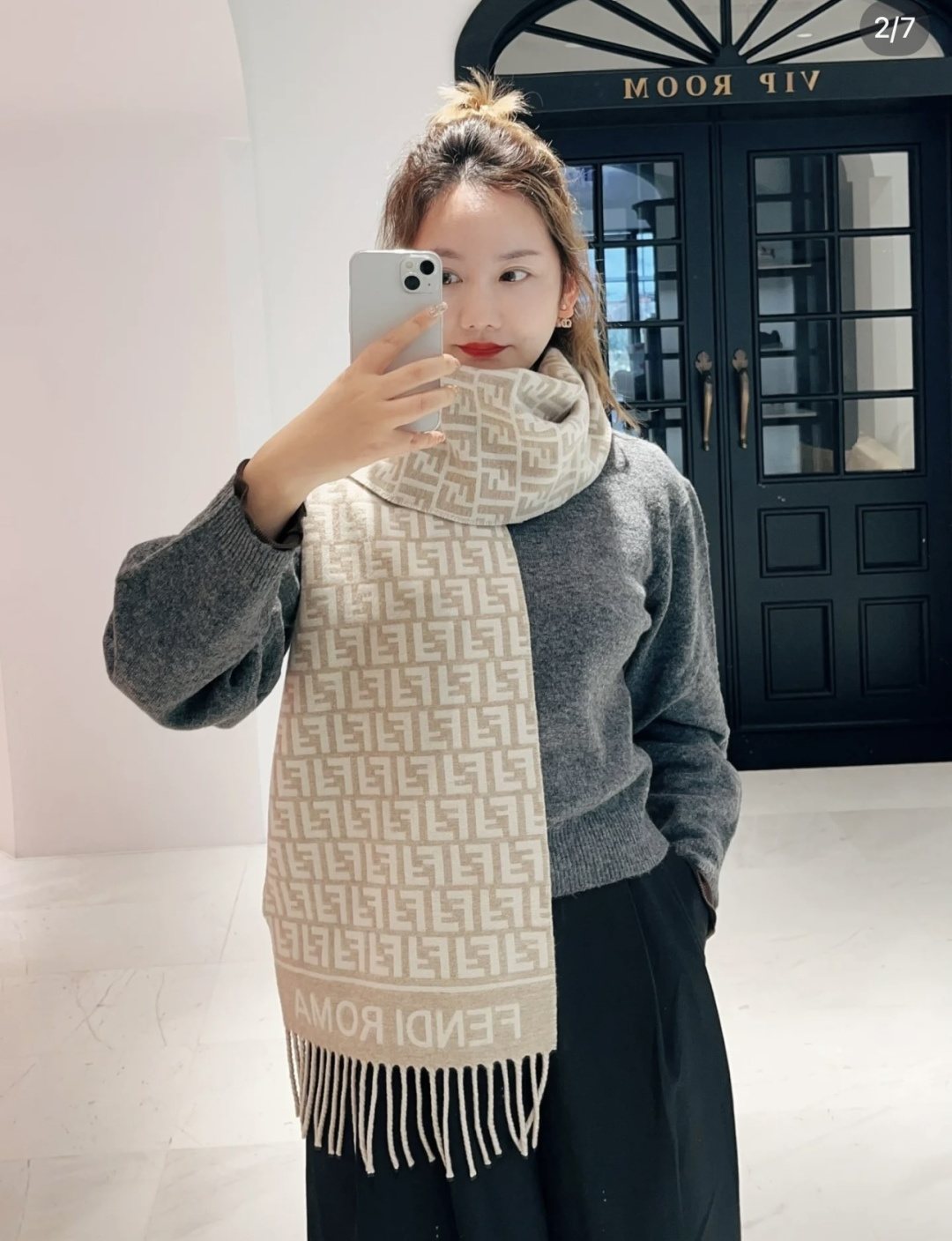 Fendi FF Logo Fringe Scarf — model